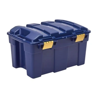Image of BANKERS Box 40L Plastic Tote 2 Pack, BPA Free Polypropylene, 100% Recycled Lids, Nesting &amp; Stackable, Split Lid, 33x39x59cm, Versatile for Home Office