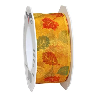 Image of Präsent Autumn Printed Ribbon Orange 20 m Roll 40 mm width