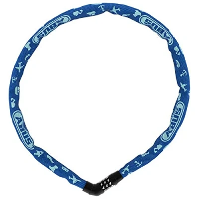 Image of ABUS Steel O chain 4804C Symbols lock Combination for children&#039;s bikes security level 3 75 cm Blue