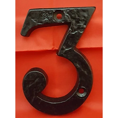 Image of 3&quot; HEAVY BLACK ANTIQUE IRON NO:3 HOUSE DOOR NUMBER NUMERALS NUMBERS