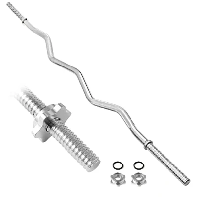 Image of KK Chrome Barbell Bar 1 inch Weights Lifting With Spin Lock Strength Training For Women And Men Home Gym Exercise Workout.