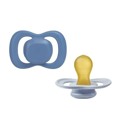 Image of b.box Pacifier Soother Dummy Size 2 (2 Pack) Natural Rubber Latex Round Nipple Antimicrobial 6m+