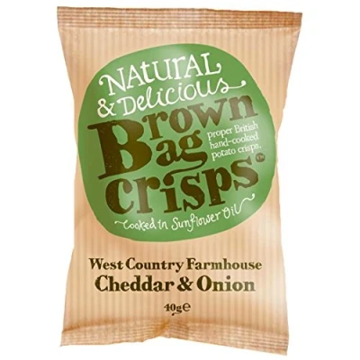 Image of Brown Bag Crisps West Country Cheddar &amp; Onion 2 x 20 40g