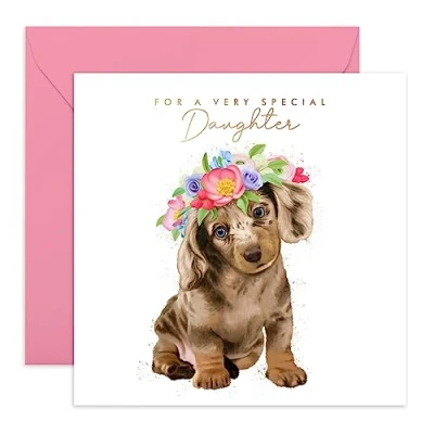 Image of Central 23 Cute Birthday Cards for Daughter &#039;For A Very Special Daughter&#039; Sweet Fun Women Dog Card Comes with Stickers