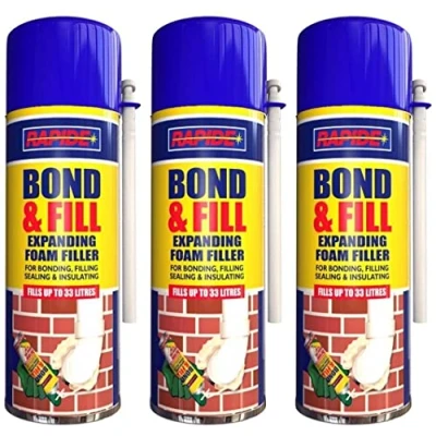Image of Yorkshire Homeware Expanding Foam Filler PU Expansion Insulation Bonding Filling Sealing Insulating Spray Cans Pack of 3