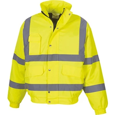 Image of Yoko Men&#039;s Yk043/Hvp211 Hi Vis Classic Bomber Jacket Yellow, Large