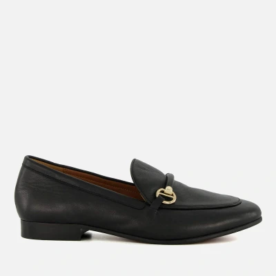 Image of Dune London Womens Ladies Grandeur Metal Trim Snaffle Loafers Black Leather (archived) Size UK 3