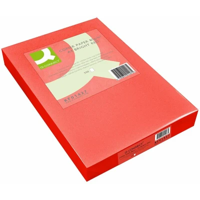 Image of Q Connect Bright Red Coloured A4 Copier Paper 80gsm Ream KF01427