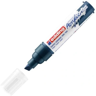 Image of edding 5000 acrylic marker broad dark blue 1 waterproof paint chisel nib 5 10 mm pen for drawing on canvas, art paper and wood (Packaging may vary)