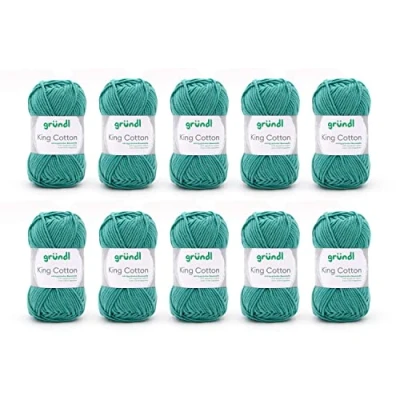 Image of Gründl King Cotton 55% Polyacrylic &amp; 45% 50g/78m Needle Size 6 7 10 x 50g Jade