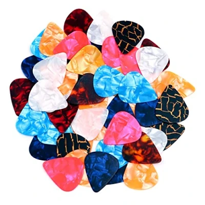 Image of Alnicov Celluloid Guitar Picks, 50 Pieces 0.75mm Random Color Picks for Bass Electric