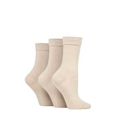 Image of 3 Pair Natural Gentle Bamboo Socks with Smooth Toe Seams in Plains and Stripes Ladies 4 8 SOCKSHOP