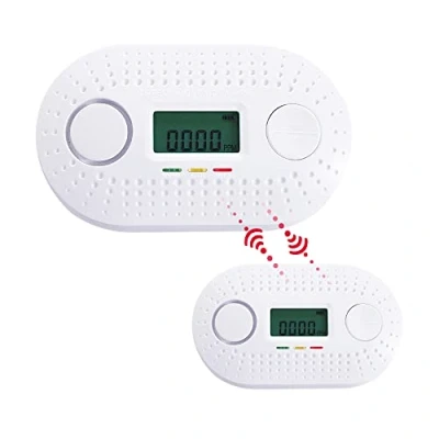 Image of fxo Interlinked Carbon Monoxide Alarm Wireless CO Detector with 10 Year Tamper Proof Battery, LCD Display &amp; Quick Alerts Can be Smoke Heat (sold separately)