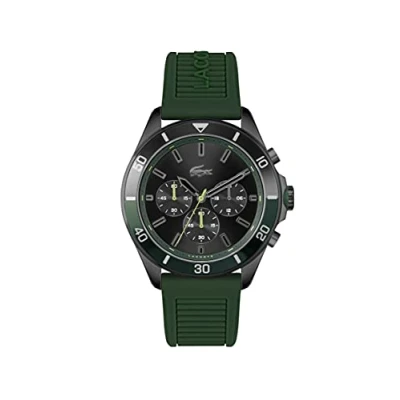 Image of Lacoste Chronograph Quartz Watch for Men with Green Silicone Bracelet 2011153