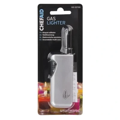 Image of Chef Aid Smartware Small Refillable Gas Lighter Grey (Pack of 6)