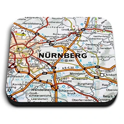 Image of 1 x Square MDF Fridge Magnet Nuremberg City Germany German Travel Map 45896