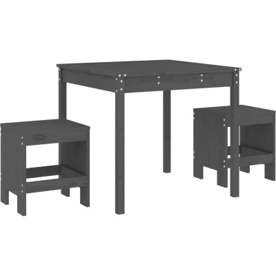 Image of vidaXL 3 Piece Garden Bistro Set Grey Solid Wood Pine