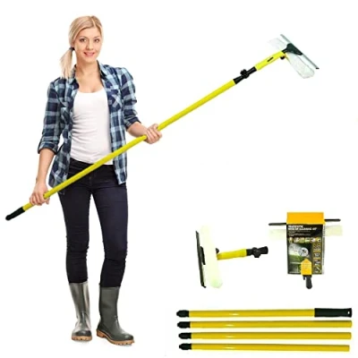 Image of Professional Squeegee Cleaner 2 in 1 Window Cleaning Equipment Kit, 350cm Extendable Extension Pole Glass Tools with Bendable Head for High Indoor/Outdoor