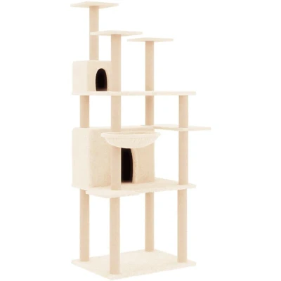 Image of vidaXL Cat Tree with Sisal Scratching Posts Cream 166 cm