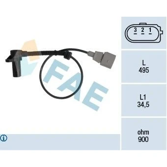 Image of 95560637100 Impulse Sensor FAE 79311 3 pin connector Inductive VOLKSWAGEN: Touareg I