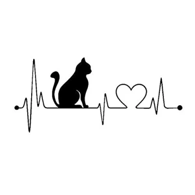 Image of Porfeet Car Sticker, Lovely Cat Electrocardiogram Vehicle Reflective Decals Sticker Decoration Black One Size