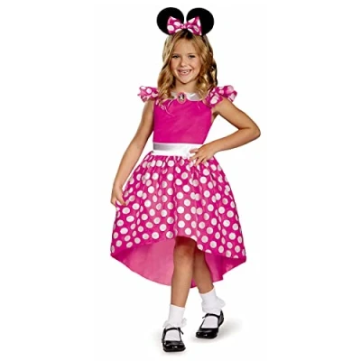 Image of Disney Official Classic Pink Minnie Mouse Costume Kids, Dress Up Outfit Skirt Girls Fancy Dress, World Book Day Costumes for M