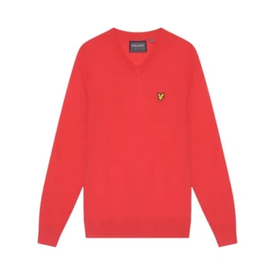 Image of Lyle &amp; Scott Mens V Neck Golf Sweater, Birdie Red, Large