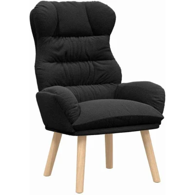 Image of Relaxing Chair Black Curly Wool like Fabric Vidaxl