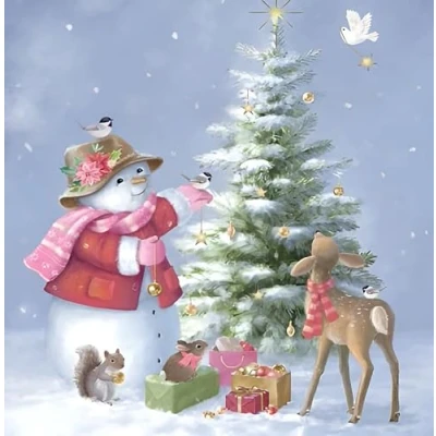 Image of Noel Tatt Charity Christmas Cards Pack of 10 with Artistic Decorating Snowman and Animals Design Eco Friendly Xmas Multipack Envelopes