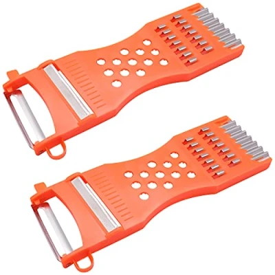 Image of XIWENQUKU 2Pcs Kitchen Multifunction Plastic Frame Vegetable Fruit Grater Slicer Peeler Metal Scraper Shredder Carving Tool