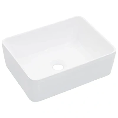 Image of &#039;vidaXL Ceramic Wash Basin White Glossy Finish Sink for Bathroom/Washroom/Cloakroom Compact and Easy to Clean Above Counter Installation 40x30x13 cm