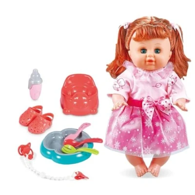 Image of PEBBLE HUG Baby Doll Set, Toilet, Bathtub &amp; Chair Feeding Accessories, Realistic Toys, Interactive Dolls for Girls, Educational Toy, Safe and Durable, Ideal Kids
