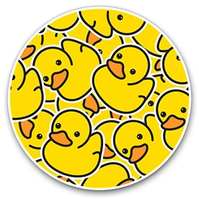 Image of 2 x Heart Stickers 10 cm Yellow Rubber Ducks Duckling Fun Decals for Laptops,Tablets,Luggage,Scrap Booking,Fridges #2078