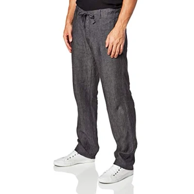 Image of Perry Ellis Men&#039;s 100% Linen Drawstring Pant Casual, Slate, 38W x 32L