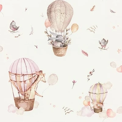 Image of Rasch Wallpaper 300529 Bright Non Woven with Children&#039;s Motifs in Pink; Nursery 10.05 m x 0.53 (L W)