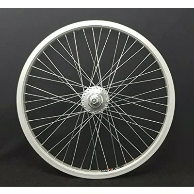 Image of Front 20&quot; BMX 48 Spoke Bicycle Wheel 3/8&quot; Silver Alloy Rim Large Flange Bike Hub