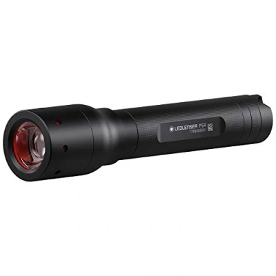 Image of Ledlenser P5R portable LED torch, 420 lumen, rechargeable Lithium 14500 battery, 240m range, focusable, up to 15h runtime, incl. magnetic charging system and wall bracket