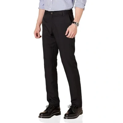 Image of Amazon Essentials Men&#039;s Slim Fit Flat Front Dress Trousers, Black, 30W / 32L
