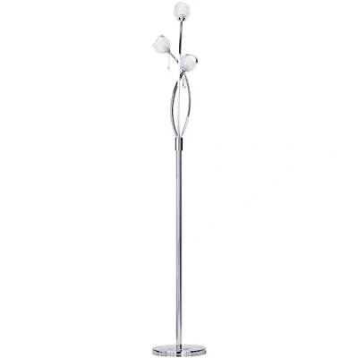 Image of LITECRAFT Marta Floor Lamp 3 Arm with Frosted Glass Shades Polished Chrome