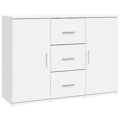 Image of vidaXL Sideboard in White Modern Minimalist with Ample Storage Engineered Wood Material for Durability and Stability 91x29.5x65 cm