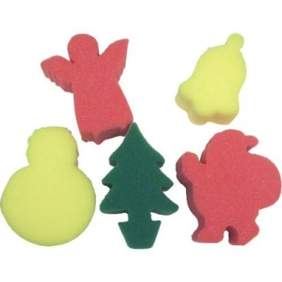 Image of Christmas Painting Sponges in Festive Shapes for Kids Art Set of 5 Paint Stamps by BCreative®
