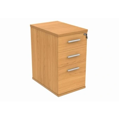 Image of Office Hippo Essentials Heavy Duty Storage Pedestal Unit, File Cabinet Featuring 3 Lockable Drawers, Suitable For Commercial Office, Home And Classroom, Norwegian Beech, 60D x 40.4W 73Hcm