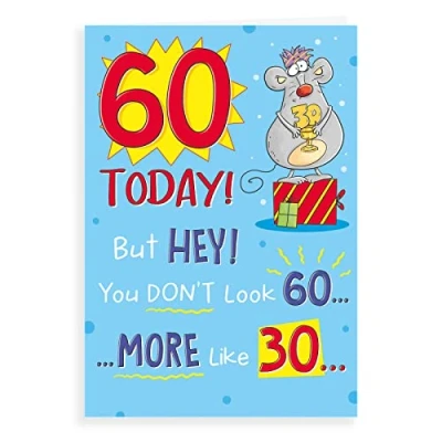 Image of Regal Publishing Humour Milestone Age Birthday Card 60 M 9 x 6 inches