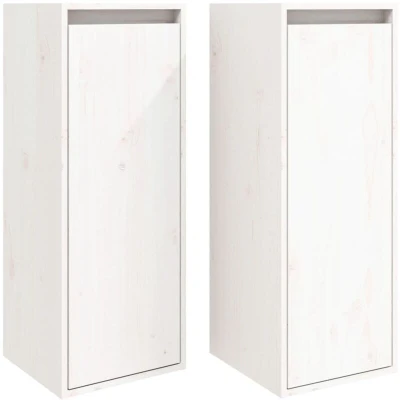 Image of vidaXL Wall Cabinets 2 pcs White 30x30x80 cm Solid Wood Pine