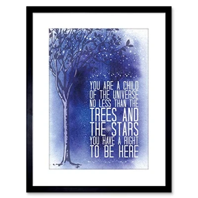 Image of Wee Blue Coo Quote Desiderata Stars Child Universe Motivation Framed Wall Art Print