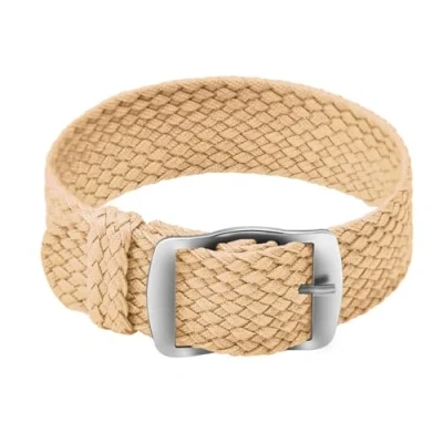 Image of ULLCHRO Nylon Watch Strap Replacement Perlon Braided Woven Band NATO Men Women 14mm, 16mm, 18mm, 20mm, 22mm Bracelet with Stainless Steel Silver Buckle (22mm, Beige)