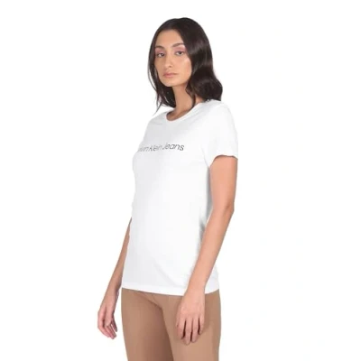 Image of Calvin Klein Jeans Institutional LOGO TEE 2 PACK Print Tshirt, Women&#039;s, Size: XL, Bright white/black