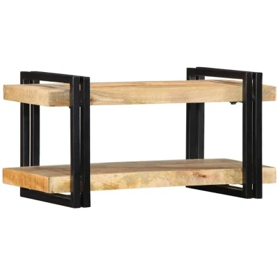 Image of vidaXL Wall Shelf 70x33x35cm Solid Mango Wood Floating Storage Rack for Living Room/Office/Study