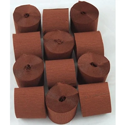 Image of 12 Mid Brown Crepe Paper Streamers 45mm x 10meters Many uses as decorations, marketing tools, great favourite with schools and the craft industry