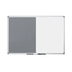 Image of Bi Office Combination Board Maya, Grey Felt/Melamine, Aluminium Frame, 180 x 120 cm